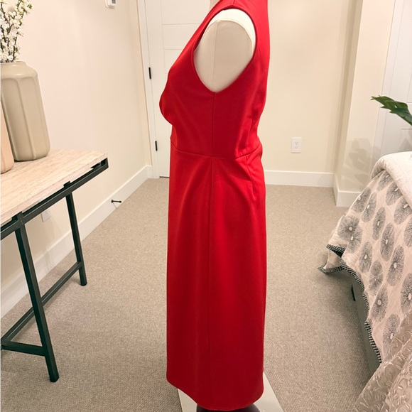 Chic Red Sheath Dress with Ruffle - Picture 2 of 5